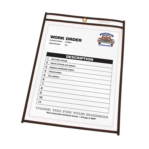 C-Line Stitched Shop Ticket Holders, Both Sides Clear, 9 x 12 Inches, 25 per Box (46912)