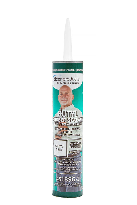 Dicor 451BSG-1 Gunnable Butyl Rubber Sealant, 1.2 lbs., Grey, Mess-Free Application, Watertight Seal, Airtight Seal, Seamless Finish