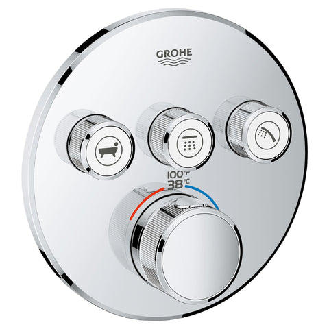 GROHE 29138000 29138 Round US Chrome Thm Smartcontrol 3,Starlight Chrome