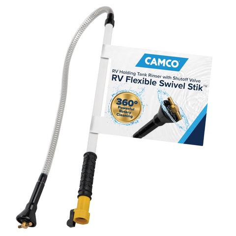 Camco Camper/RV Holding Tank Swivel Stik Rinser - Features Powerful Rotary Cleaning Action & 34-Inches of Flexible Reach - Easy-to-Use RV Black Tank Cleaner (40074)
