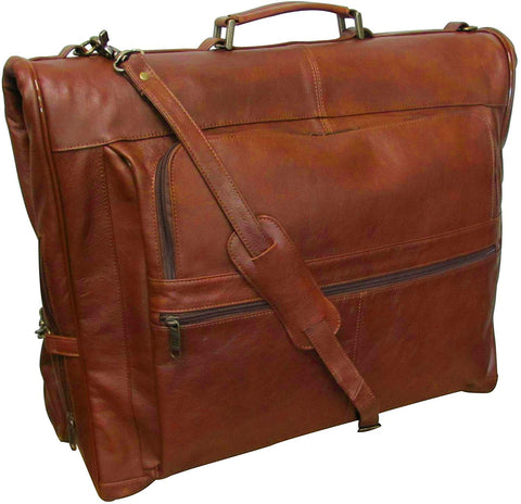Amerileather Leather Three-suit Garment Bag - Brown (#2435-2)