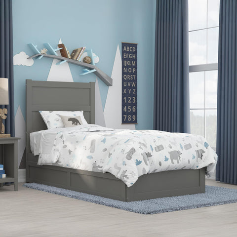 AFI, NoHo Twin Platform Bed with Matching Footboard, Twin Trundle, Grey