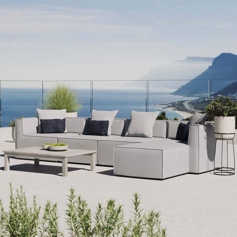 Modway EEI-4382-GRY Saybrook Patio Upholstered 5-Piece Sectional Sofa in Gray