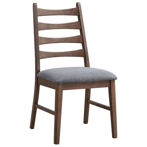 Acme Mayah Wood and Fabric Upholstered Side Chair in Dark Gray/Walnut (Set of 2)