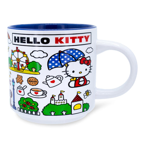Sanrio Hello Kitty Red Map Ceramic Mug | Coffee Cup For Espresso, Tea, Cocoa | Holds 13 Ounces