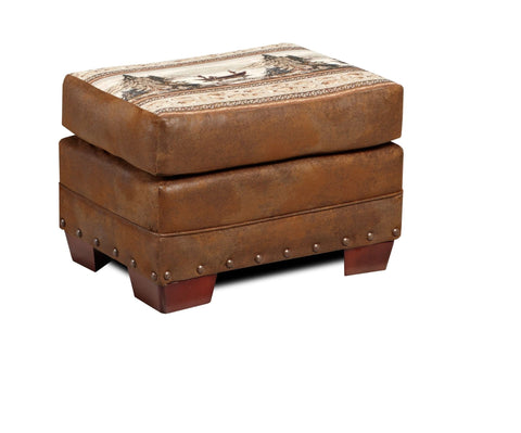American Furniture Classics 26.5" Microfiber Alpine Lodge Ottoman in Brown