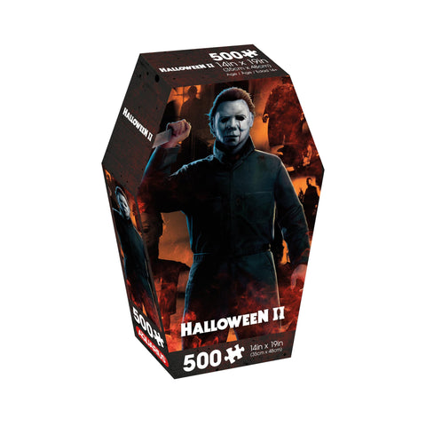 Aquarius Halloween II 500 Piece Jigsaw Puzzle for Adults - Michael Myers Horror Movie Coffin Box 14"x19" Collectible Gifts