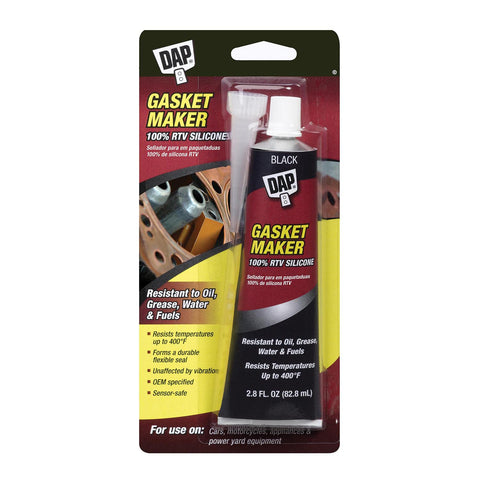 DAP Gasket 100% RTV Silicone Rubber Sealant, Black, 2.8 Oz (7079800754)