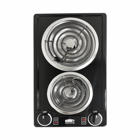Summit 12" 2 Burner Electric Cooktop. 115 Volt Coil Electric Cooktop, ADA compliant, Black- CCE212BL