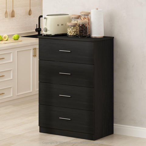 Furinno Hermite 4-Drawer Kitchen  and Dining Sideboard Buffet Storage Americano