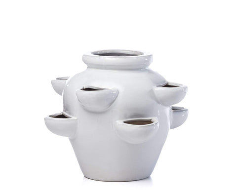 Alfresco Home Eight Pocket Ceramic Strawberry Jar- Lace