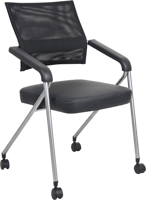 Boss Office Products B1806P-BK-2 Training Chair with Pewter Frame in Black