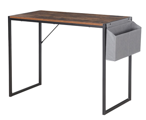 JJS Small Computer Desk Simple Style Writing Desk for Small Spaces 40 Inch Home Office Modern Student Study Laptop Writing Table with Storage Bag USB Hub, Rustic Brown/Black