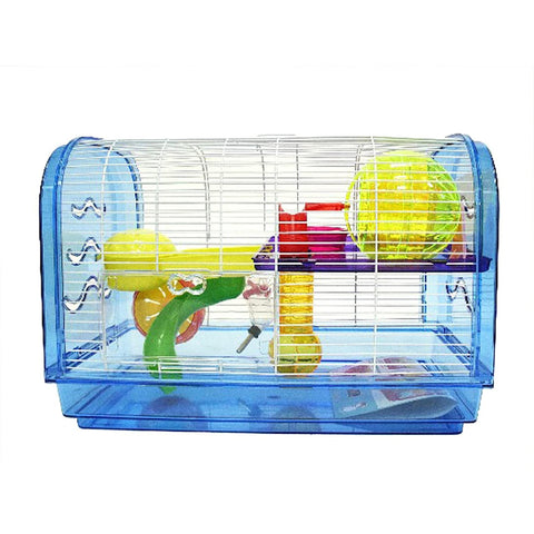 YML Clear Plastic Dwarf Hamster Mice Cage Dome with Color Accessories, Blue