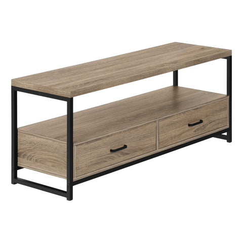 Monarch Specialties I 2872 Tv Stand, 48 Inch, Console, Media Entertainment Center, Storage Drawers, Living Room, Bedroom, Laminate, Metal, Brown, Black