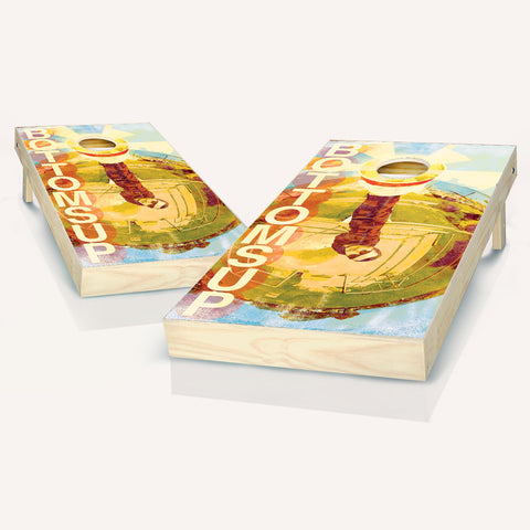 Skip's Garage Bottoms Up Cornhole Set - 2x4 Boards (Corn Filled Bags) - Include Hole + Edge Lights + Score