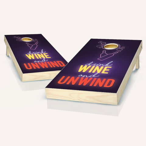 Skip's Garage Drink Wine & Unwind Cornhole Set - 2x4 Boards (Corn Filled Bags) - NO Accessories