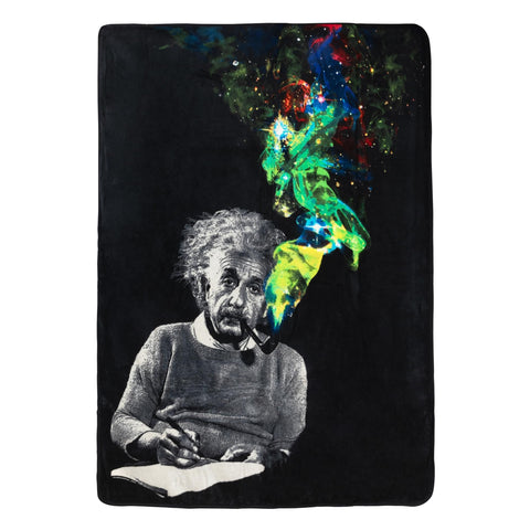 JUST FUNKY Albert Einstein Smoke Galaxy Lightweight Fleece Throw Blanket | 45 X 60 Inches