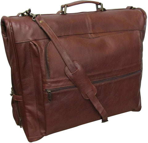 AmeriLeatherLeather 3-Suit Garment Bag for Travel - Carry-On Size Terrazzo Brown