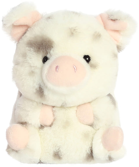 Aurora® Playful Rolly Pet™ Periwinkle Pig™ Stuffed Animal - Compact Size For On-the-Go Fun - For Adults, Kids, Birthdays, and Anniversaries - White 6 Inches