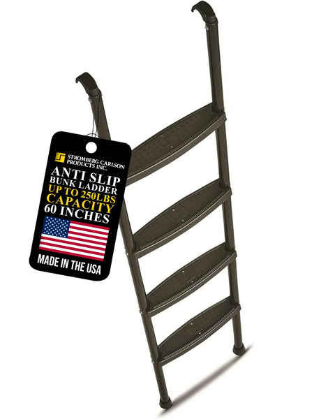 Stromberg Carlson RV Bunk Ladder for Travel Trailers, Camper Stairs with Molded Treads, Includes Hooks & Mounting Hardware, Bunk Bed Ladder, Mobile Home Stairs, Ideal for Dorm Loft – Black 60"