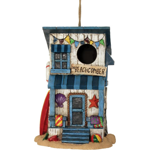 Spoontiques - Birdhouse - Garden Décor - Decorative Bird House for Yard and Garden Decoration - Hanging Novelty for Outdoor Patio - Beach House Birdhouse, Brown, (10139)