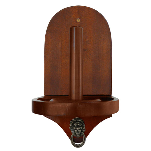 Hathaway Premier Wall-Mounted Cone Chalk Holder – Solid Hardwood Pool Chalk Holder with Decorative Lion Towel Ring, Easy Wall Installation – Includes Mounting Hardware – Walnut Finish