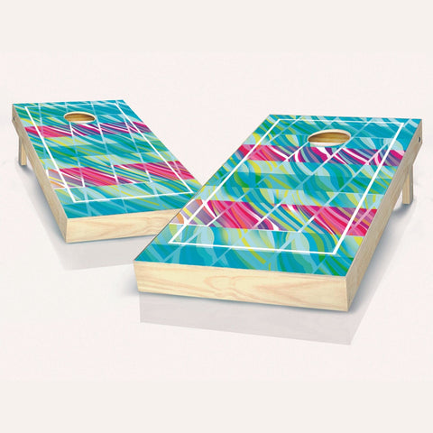 Skip's Garage Cool Wave Cornhole Set - 2x4 Boards (Corn Filled Bags) - Include Case + Hole + Edge Lights