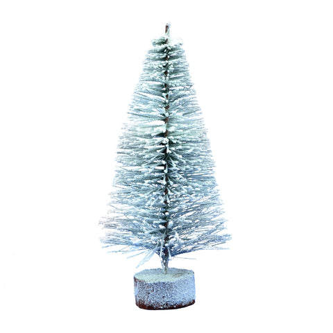 Vickerman 12" Flocked Village Artificial Christmas Tree, Unlit - Multipack Snow Covered Faux Trees - Seasonal Indoor Home Decor - 4 per Pack