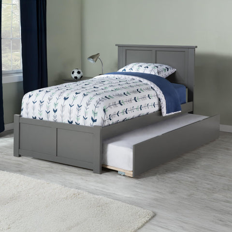AFI Madison Twin XL Platform Bed with Footboard & Twin XL Trundle in Grey