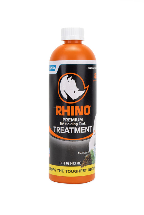 Camco RhinoFLEX Premium Enzyme RV Holding Tank Treatment | Features a Biodegradable Septic Safe Formula, a Pine Scent, and is Ideal for RVing, Boating, and More | 16 oz (41512)