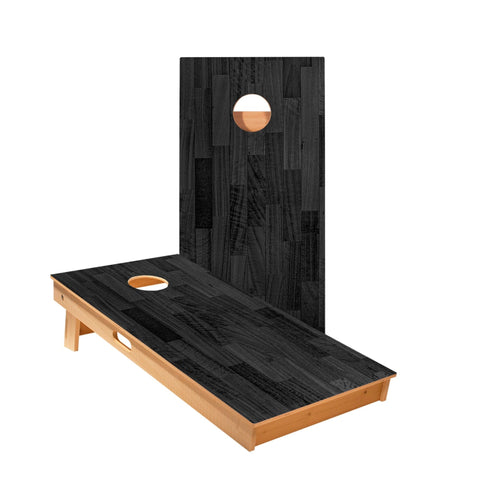 Skip's Garage Black Small Panel Wood Cornhole Boards - Includes (2) Boards (Resin Bags) + (2) Board Hole Lights