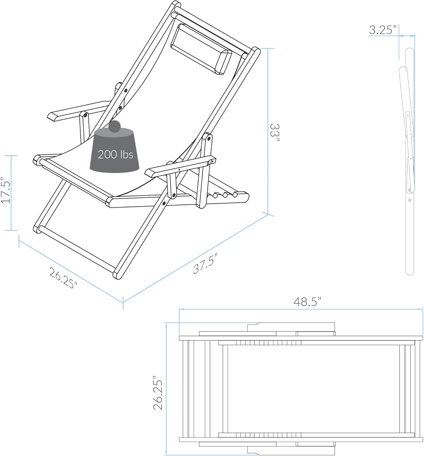 Sling Chair Natural Frame-Purple Canvas