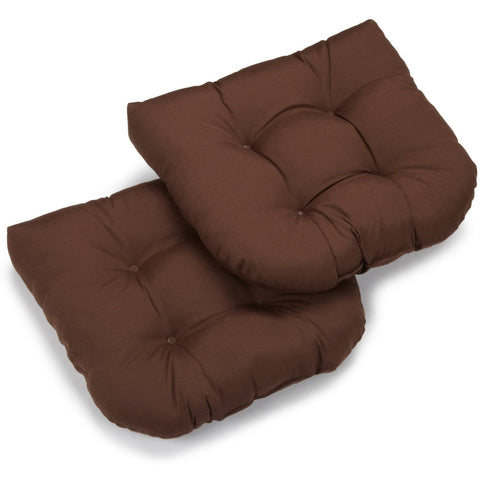 Blazing Needles 19-inch U-Shaped Twill Tufted Dining Chair Cushion (Set of 2) Chocolate