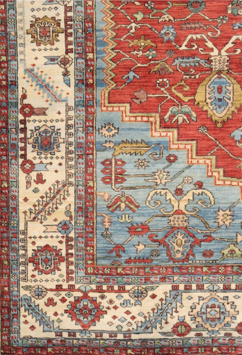 Pasargad Home PH-2 9X12 Serapi Hand-Knotted Rust/Ivory Lamb's Wool Area Rug- 8'10'' X 12' 0''