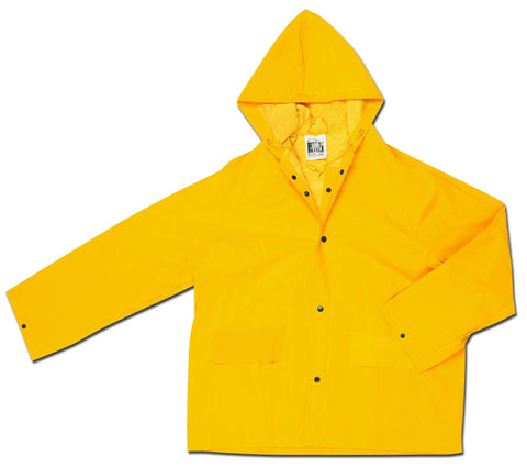 MCR Safety 200JHX3 Classic PVC/Polyester Jacket with Attached Hood, Yellow, 3X-Large