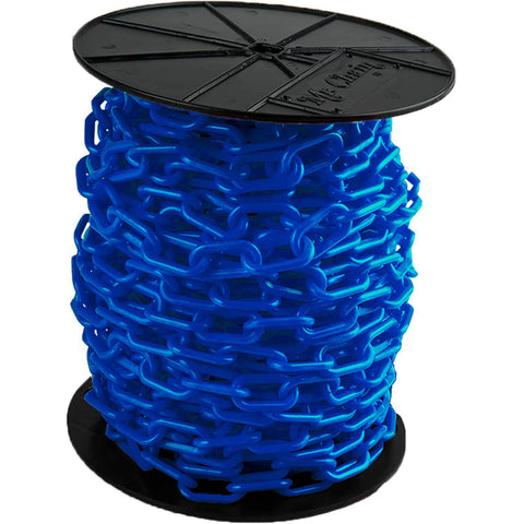 Mr. Chain Plastic Barrier Chain Reel, Blue, 2-Inch Link Diameter, 125-Foot Length (50106)