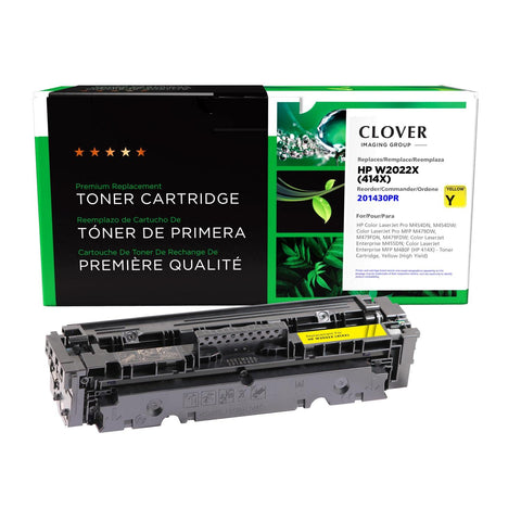 Clover Remanufactured High Yield Toner Cartridge (Reused OEM Chip) Replacement for HP 414X (W2022X) | Yellow