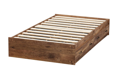 OS Home and Office Furniture Twin Sized Mountain Oak Mates Bed with Two Drawers