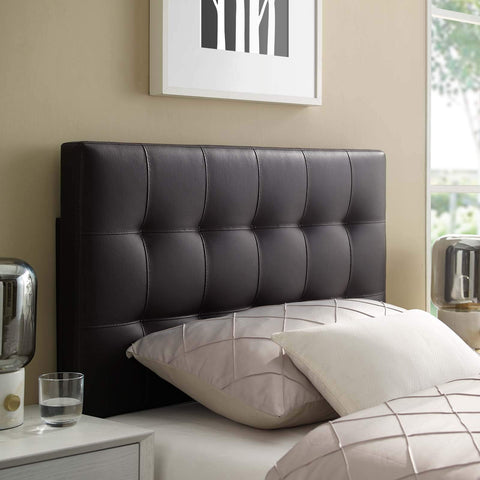 Modway Lily Tufted Faux Leather Upholstered Twin Headboard in Brown