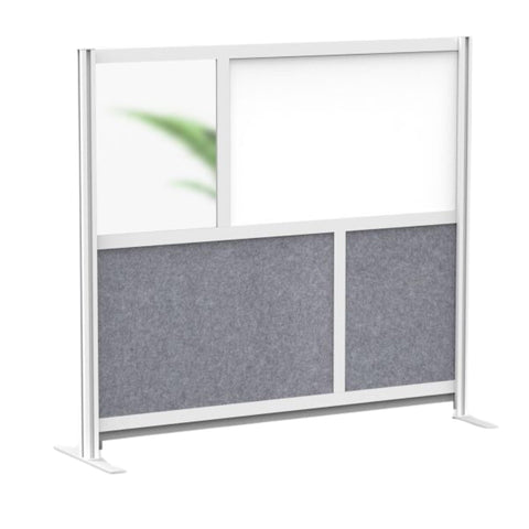 LUXOR MW-5348-FWCG Modular Room Divider Wall System - 53" x 48" Starter Wall - Silver Frame, Whiteboard