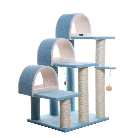 Armarkat 38" High Ivory Cat Step Stairs ramp, Real Wood Cat Sratcher For Pets Cats B3803