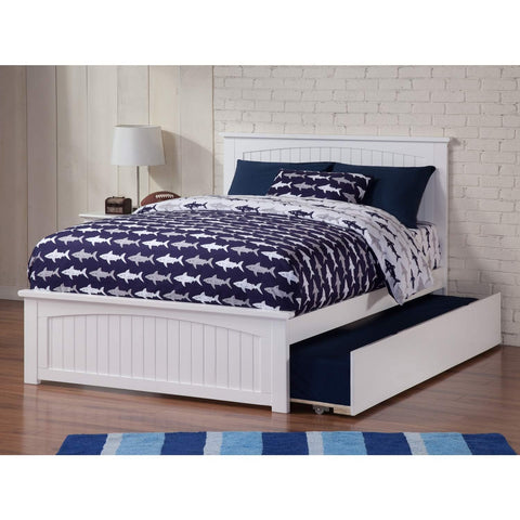 AFI Nantucket Full Size Platform Bed with Matching Footboard & Full Trundle in White