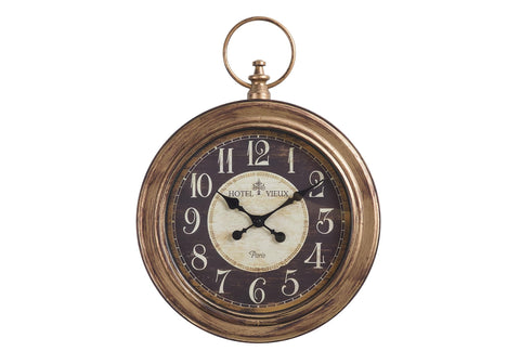 Monarch Specialties I 9092 Clocks, 18" Round, Wall Clock, Antique Brown, Traditional