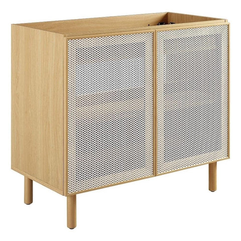 Modway EEI-6622-OAK Calla 36" Perforated Metal Bathroom Vanity Cabinet (Sink Basin Not Included), Oak