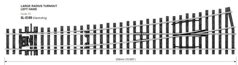 Peco SL-E187 HO Left Hand Code 75 Electrofrog Double Curved Turnout Sw