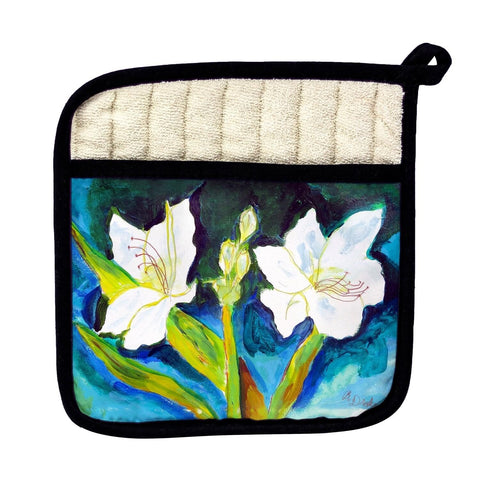Betsy Drake PT1139 White Lilies Pot Holder