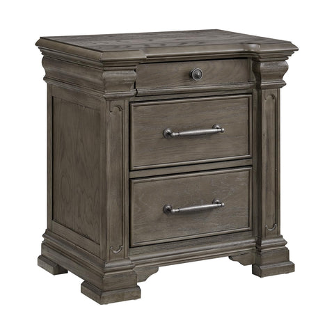 Picket House Furnishings Paterson 3-Drawer Nightstand (Sliding Top) in Grey