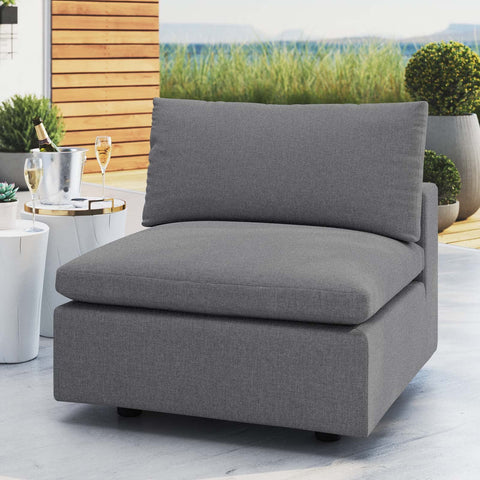 Modway Commix Outdoor Patio Sunbrella® Sectional Sofa Armless Chair in Gray