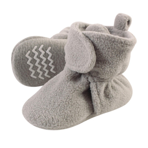 Hudson Baby unisex baby Cozy Fleece Booties Winter Accessory Set, Neutral Gray, 0-6 Months Infant US